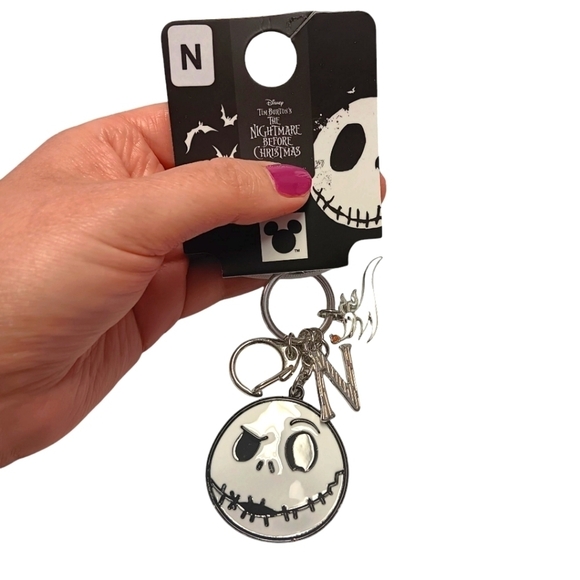 Disney Nightmare Before Christmas Key Chain Jack Skellington Zero Silver Enamel - Picture 1 of 2